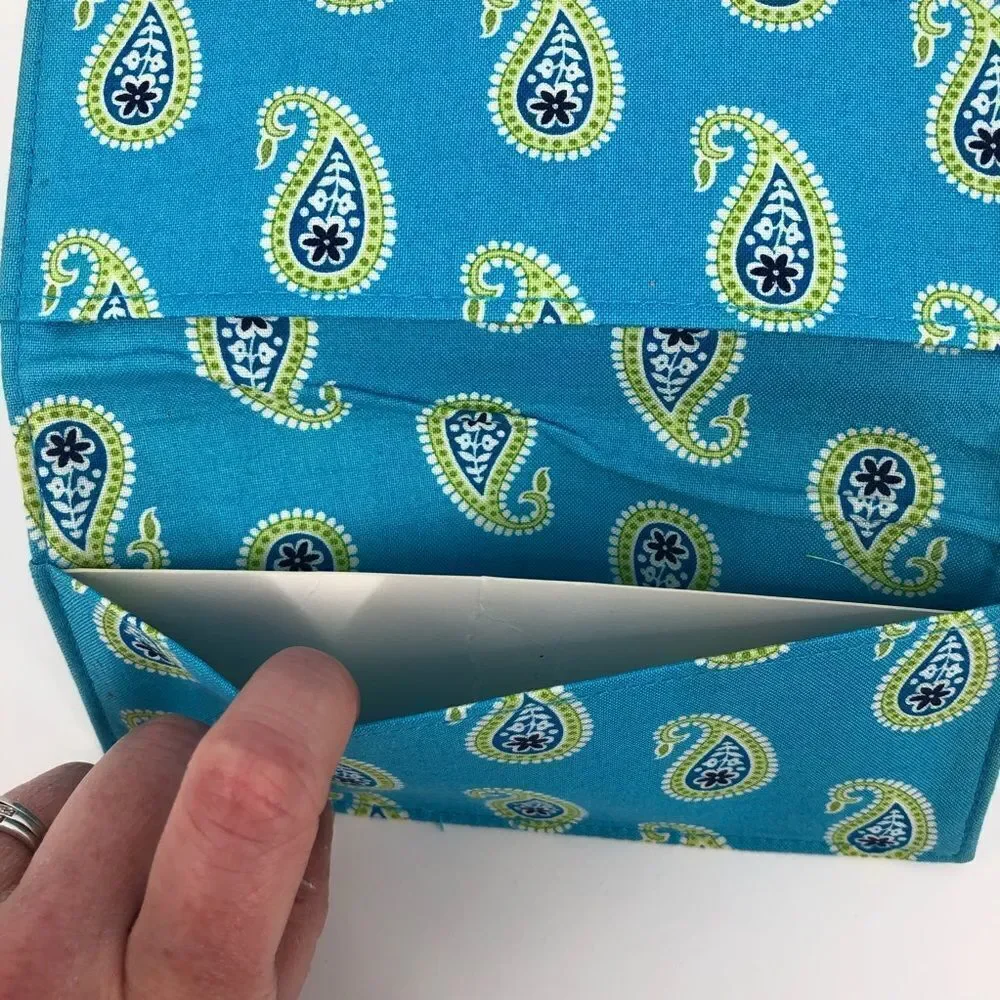 New Vera Bradley Checkbook Holder Case‎ Wallet Blue Green Paisley Flowers
